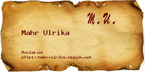 Mahr Ulrika névjegykártya